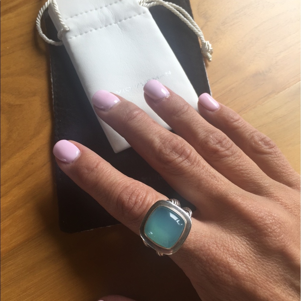 David Yurman Silver Ring with Blue Stone